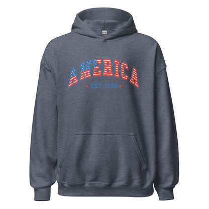 America 1776 Hoodie - Color: Heather Sport Dark Navy