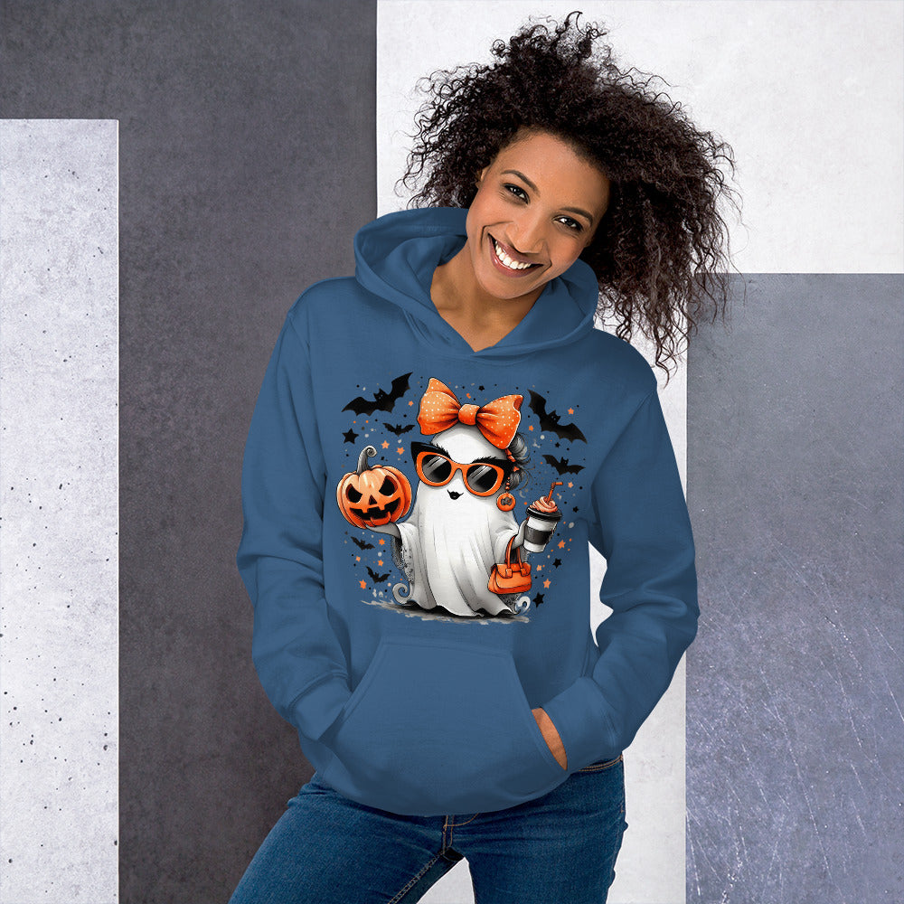 Cute Halloween Mom Ghost Hoodie Color: Red