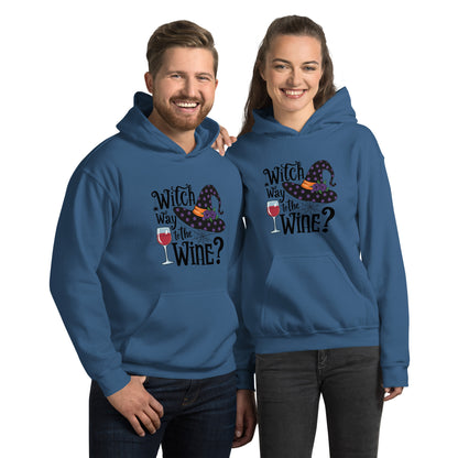 Witch Way To The Wine Hoodie (Halloween Witch) Color: Indigo Blue