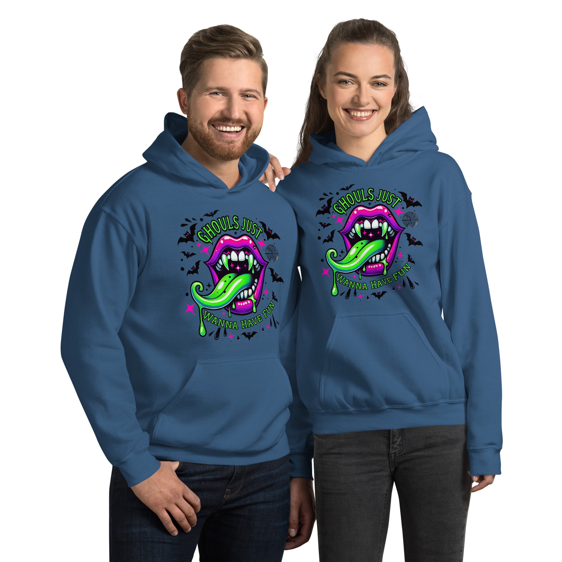 Ghouls Just Want to Have Fun Hoodie Color: Indigo Blue