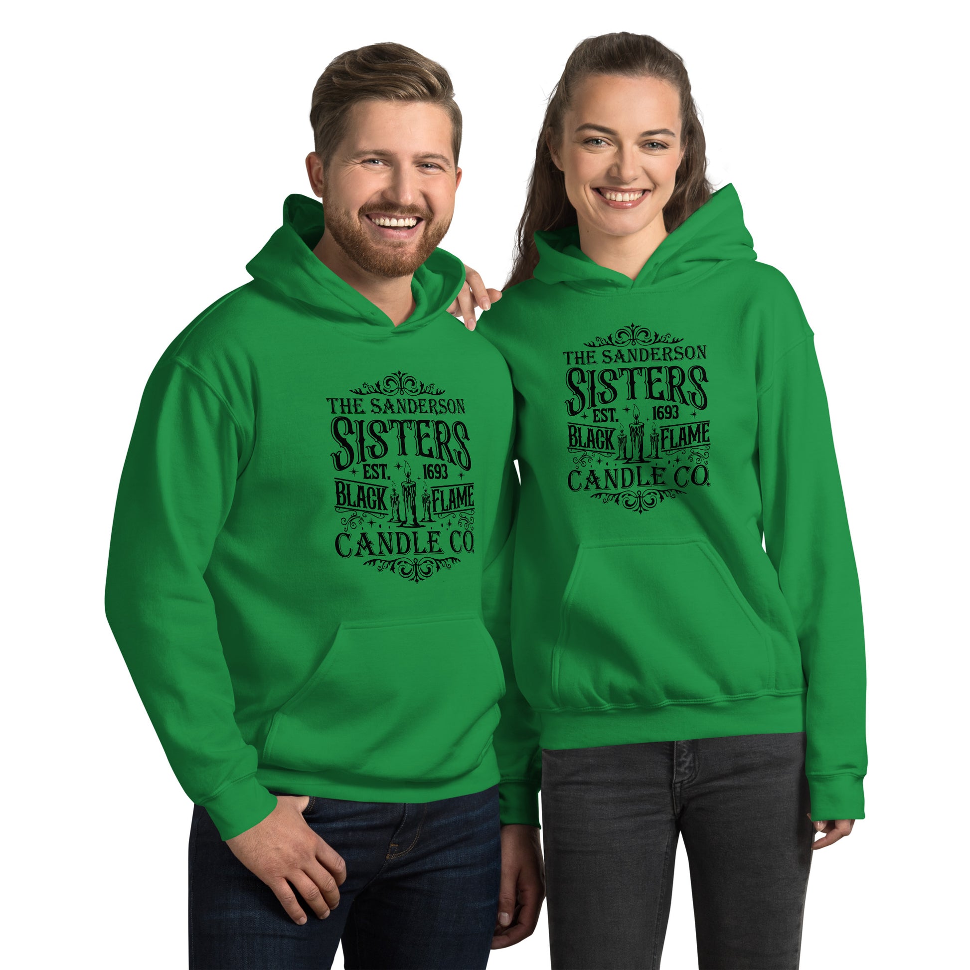 The Sanderson Sisters Black Flame Candle Co (Halloween) Hoodie - Color: Irish Green