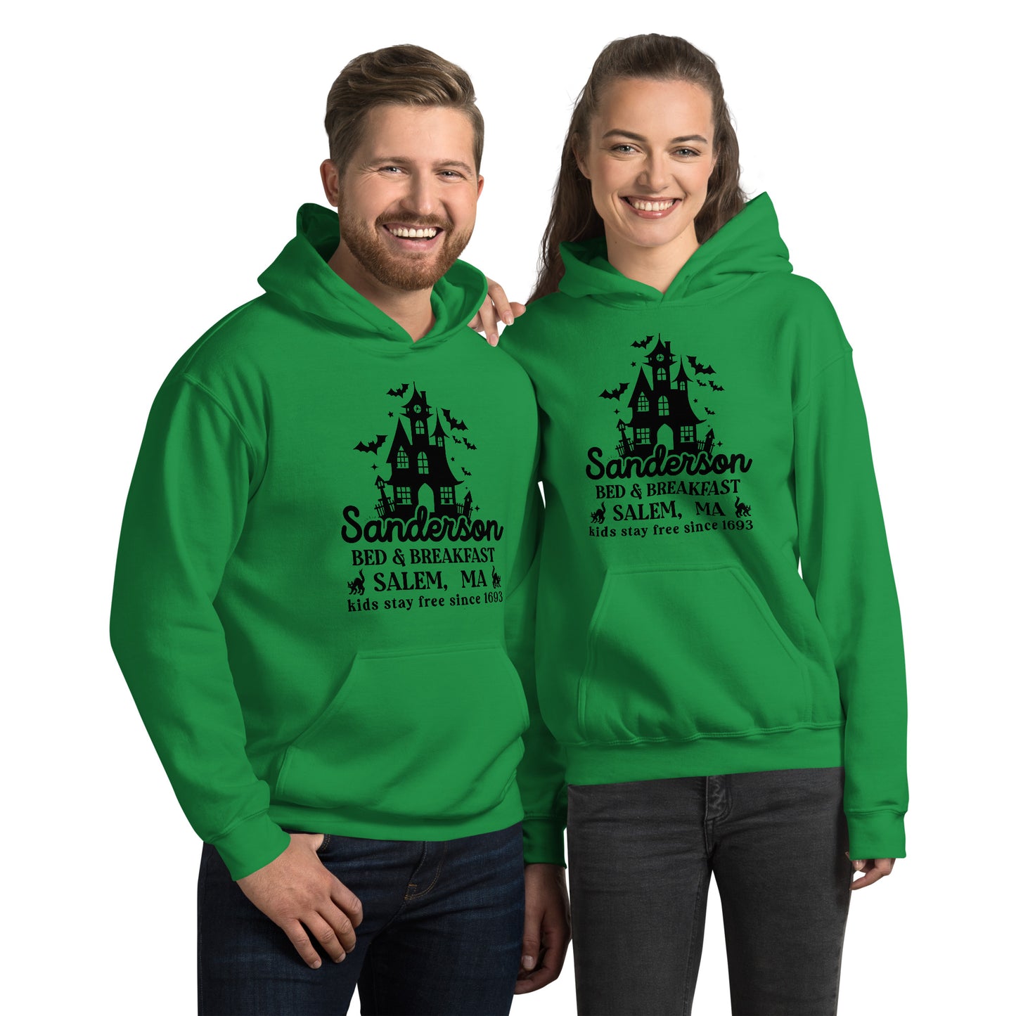 Sanderson Bed & Breakfast Salem MA (Halloween) Hoodie - Color: Irish Green