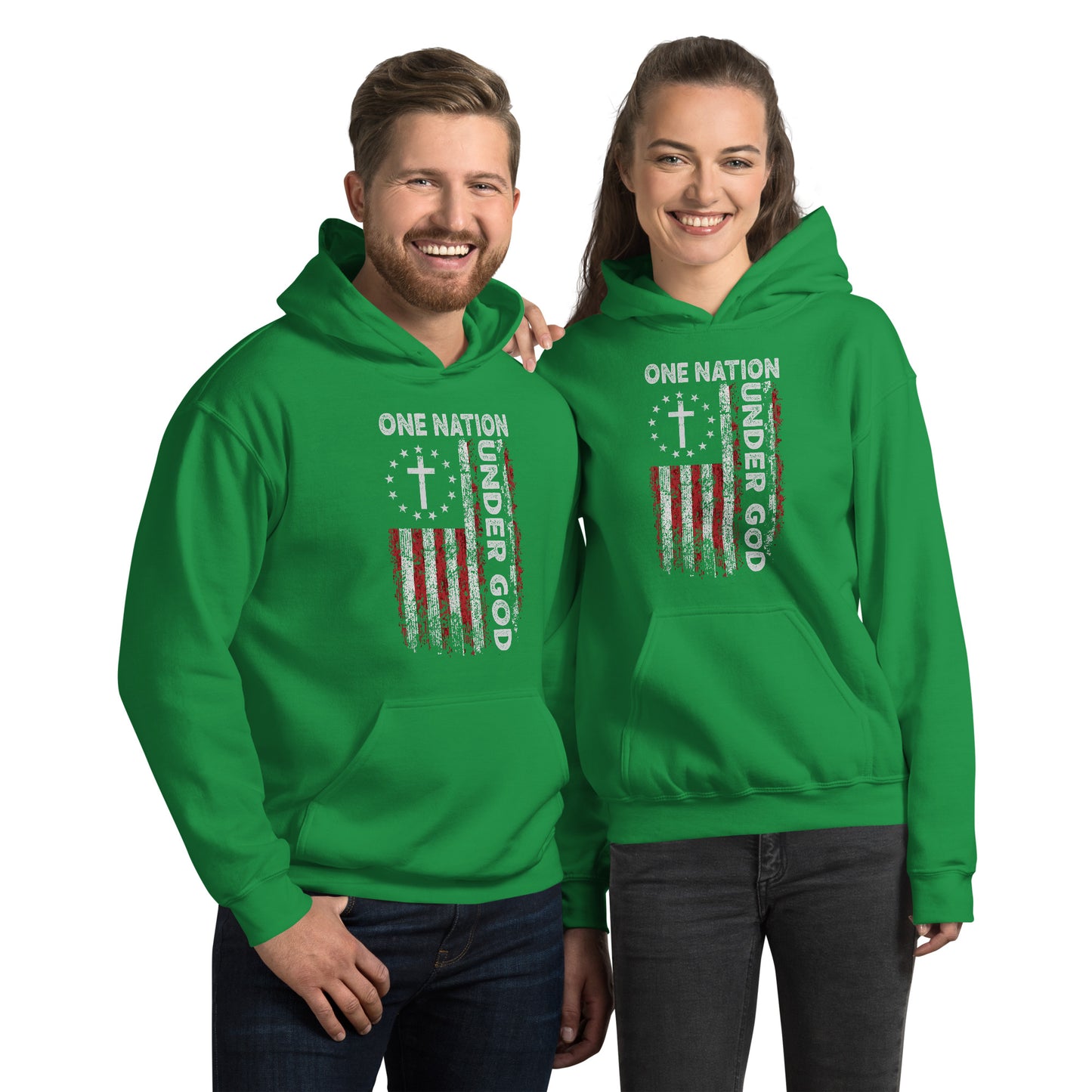 One Nation Under God Hoodie (God and Country) - Color: Irish Green