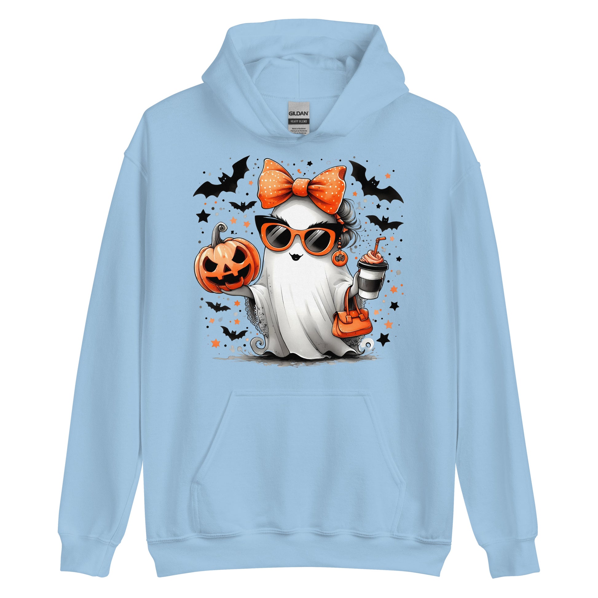 Cute Halloween Mom Ghost Hoodie Color: Light Blue