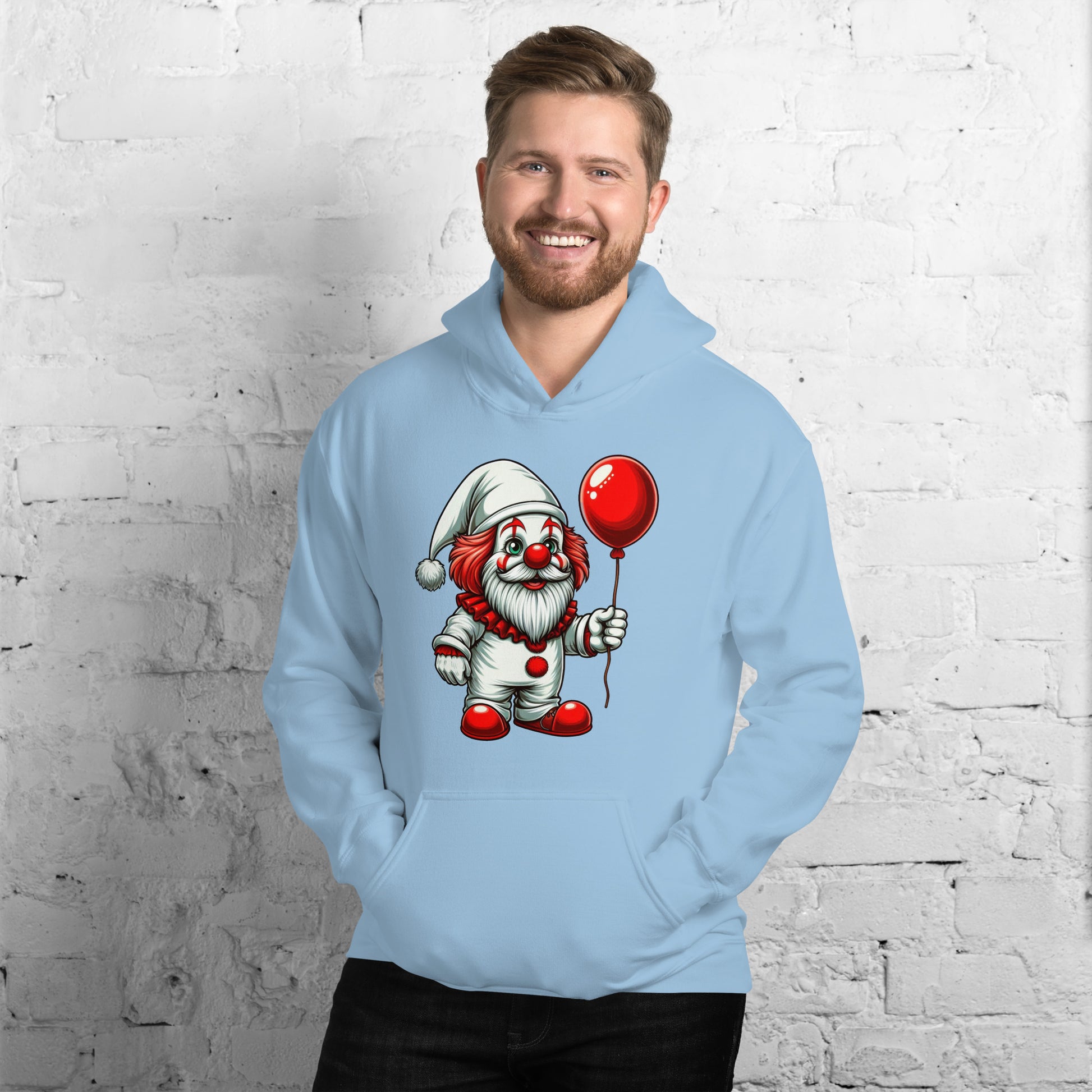 Scary Gnome with Red Balloon Hoodie Color: Black