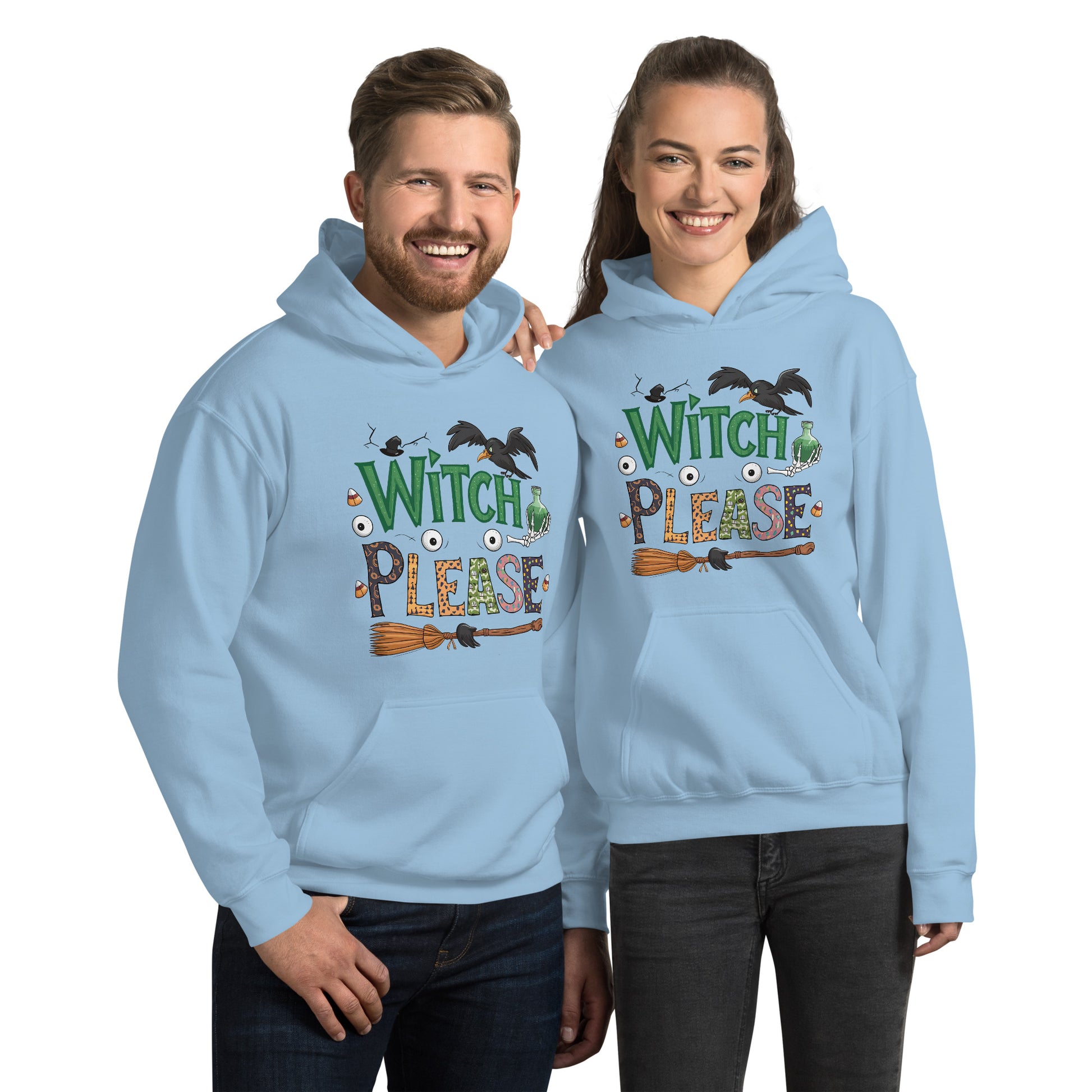 Witch Please Hoodie (Halloween Witch) - Color: Light Blue