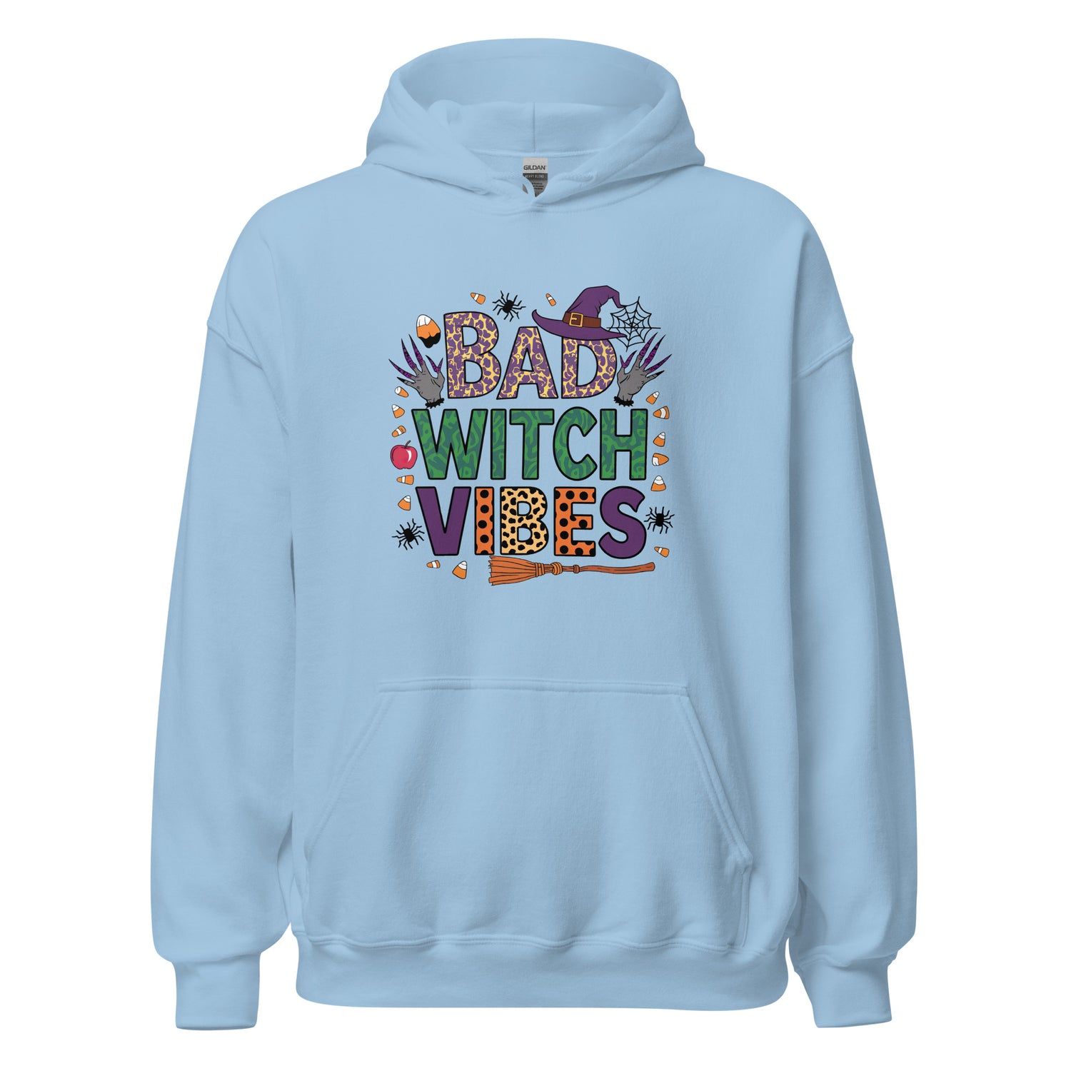 Bad Witch Vibes Hoodie (Halloween Witch) - Color: Light Blue