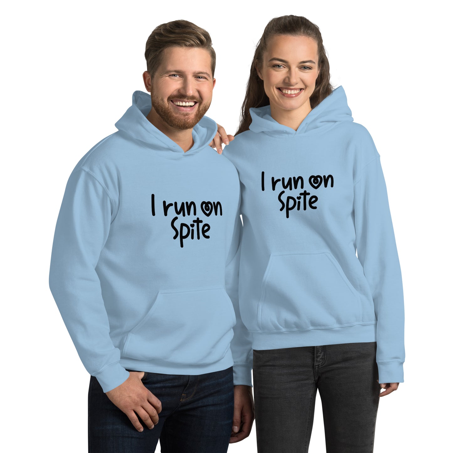 I Run On Spite Hoodie Color: Light Blue