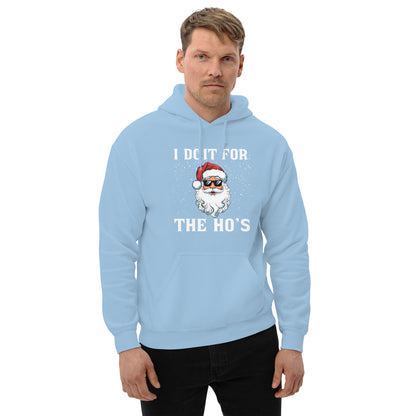 I Do It for the Ho's - Christmas Santa Hoodie - Color: Light Blue