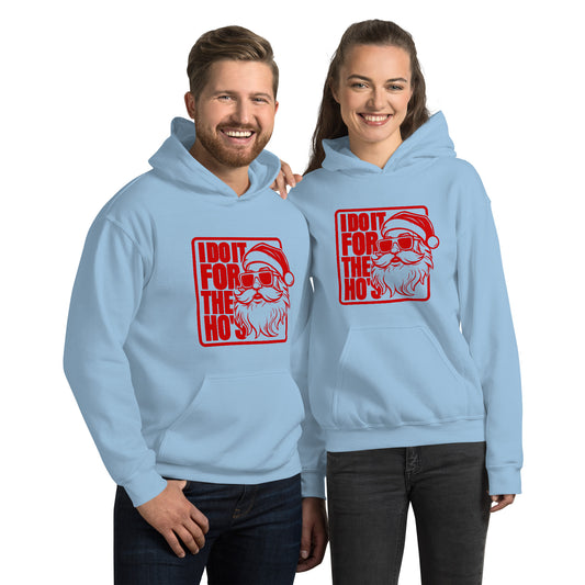 Santa says I Do It for the Ho's - Funny Christmas Hoodie - Color: Light Blue