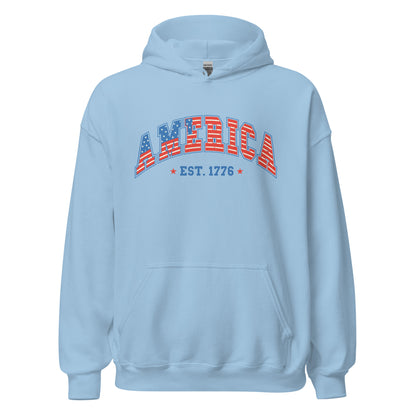 America 1776 Hoodie - Color: Light Blue