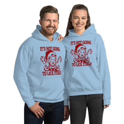 It's Not Going To Lick Itself (Naughty Christmas Elf) Hoodie - Color: Light Blue