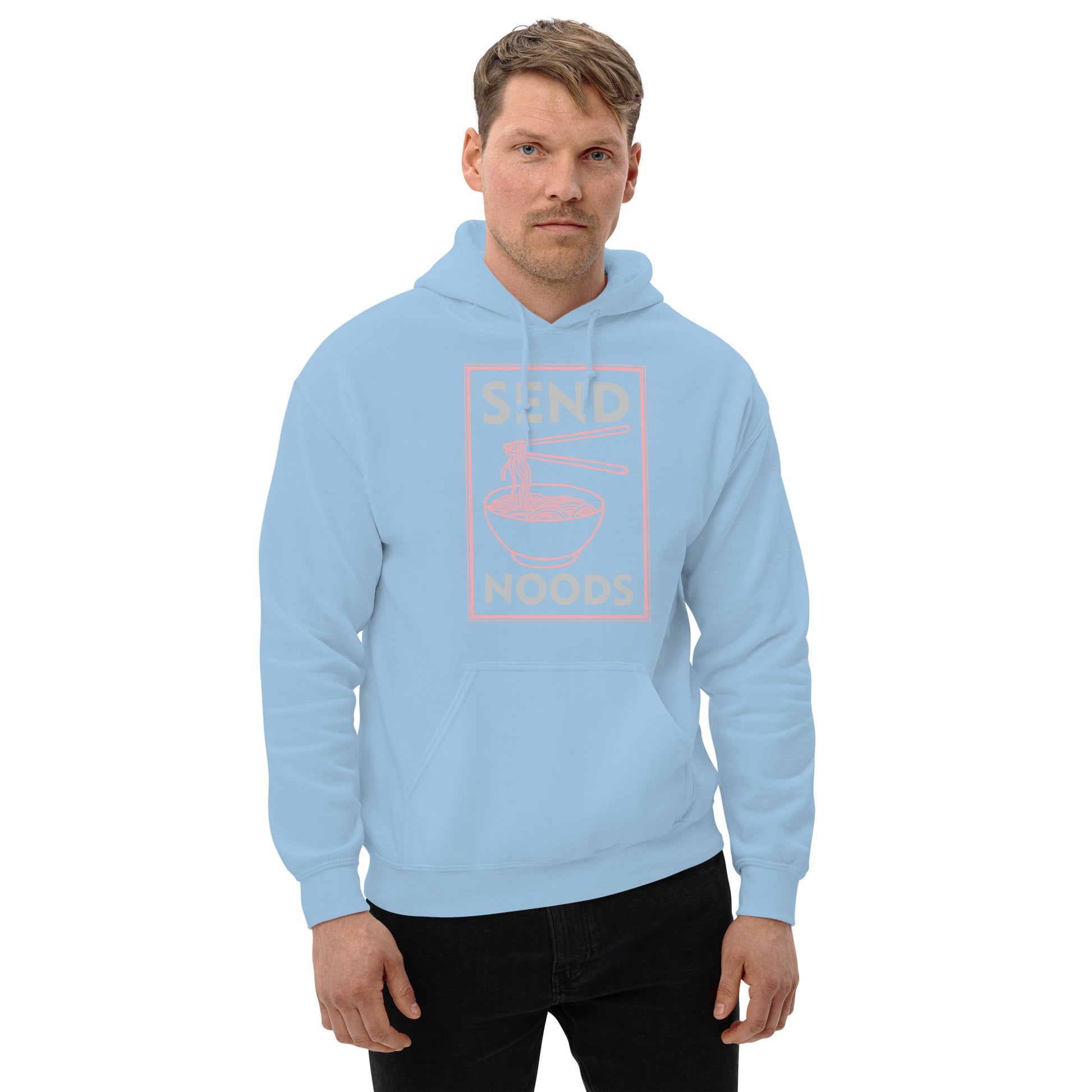 Send Noods Hoodie (Funny Noodle Humor) - Color: Light Blue