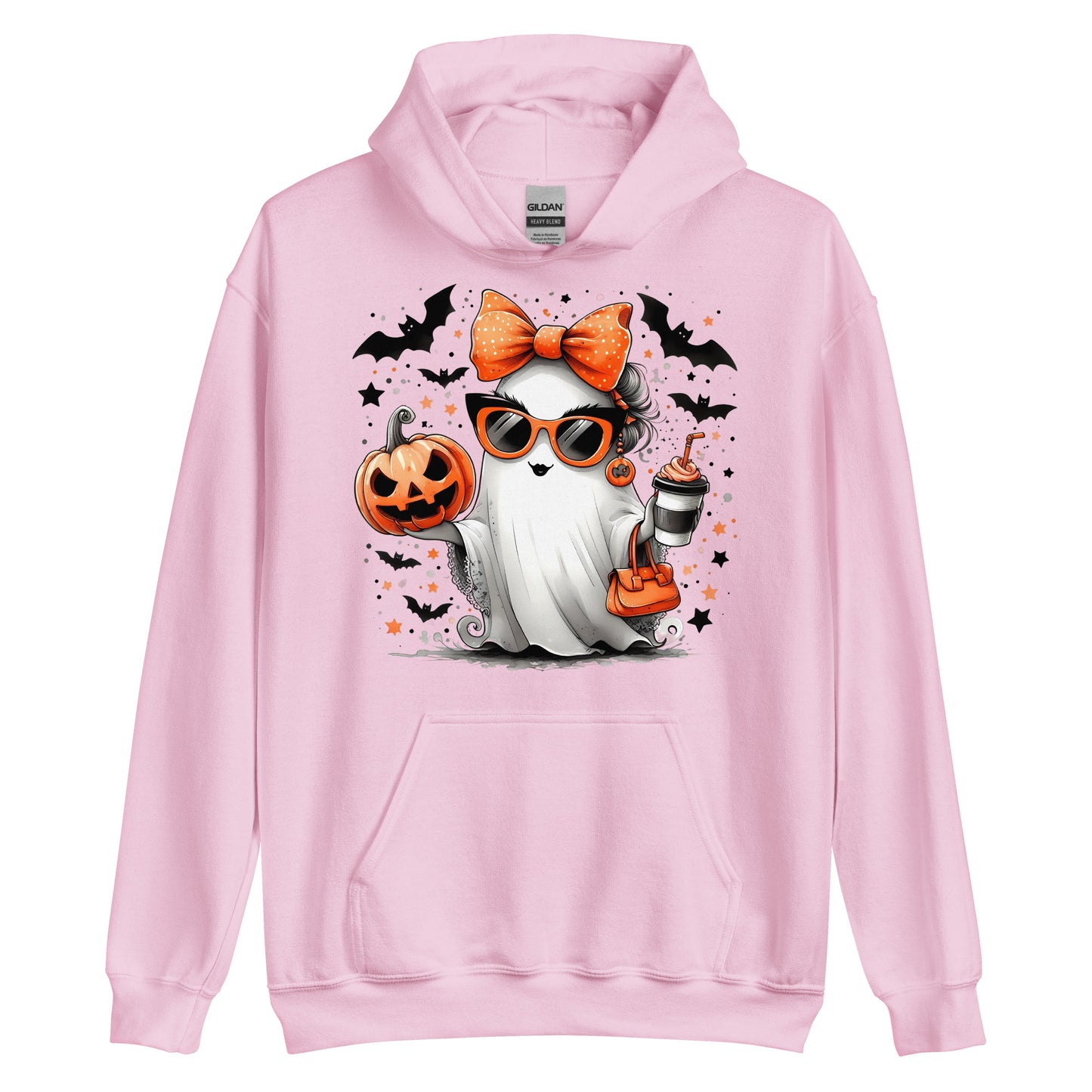 Cute Halloween Mom Ghost Hoodie Color: Light Pink