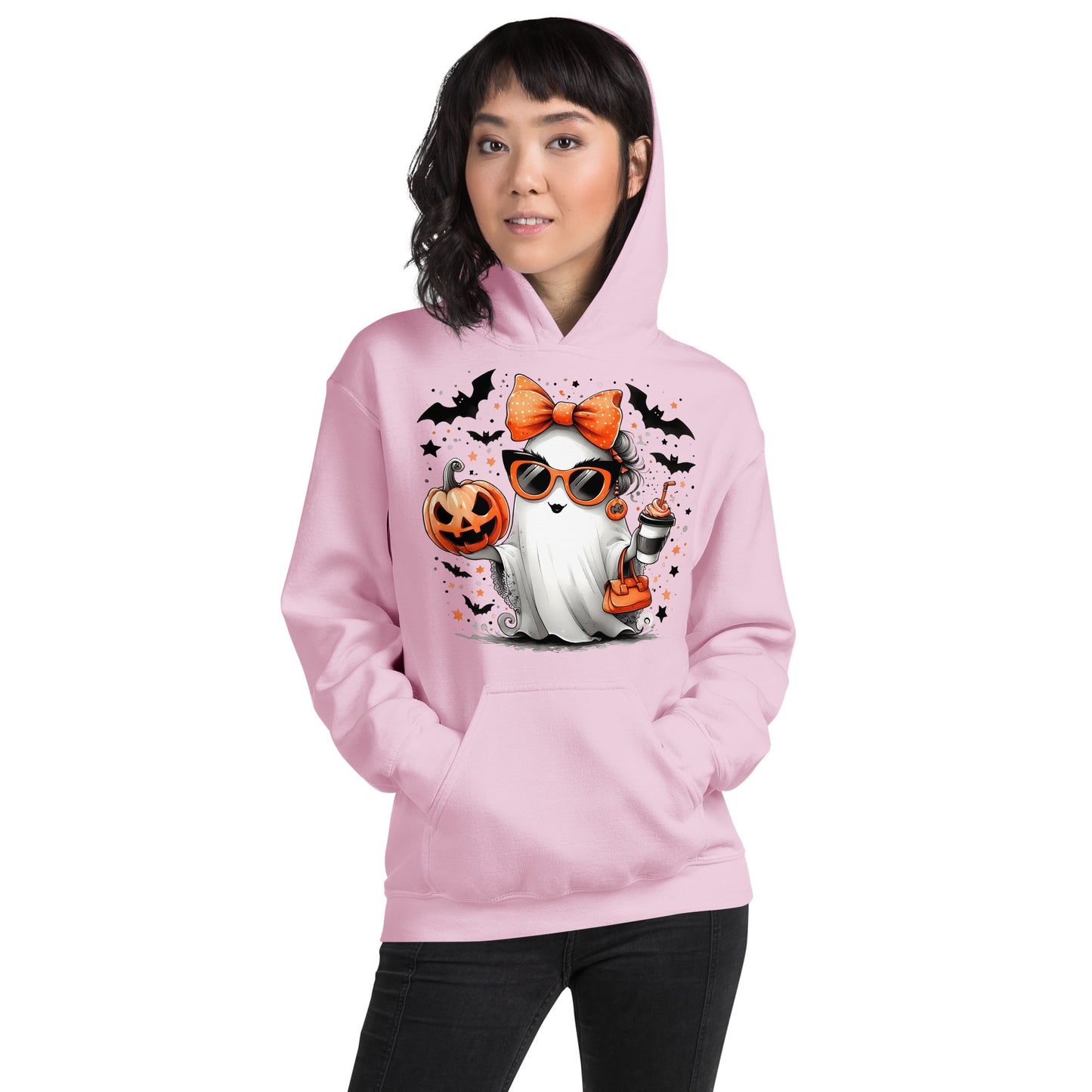 Cute Halloween Mom Ghost Hoodie Color: Red