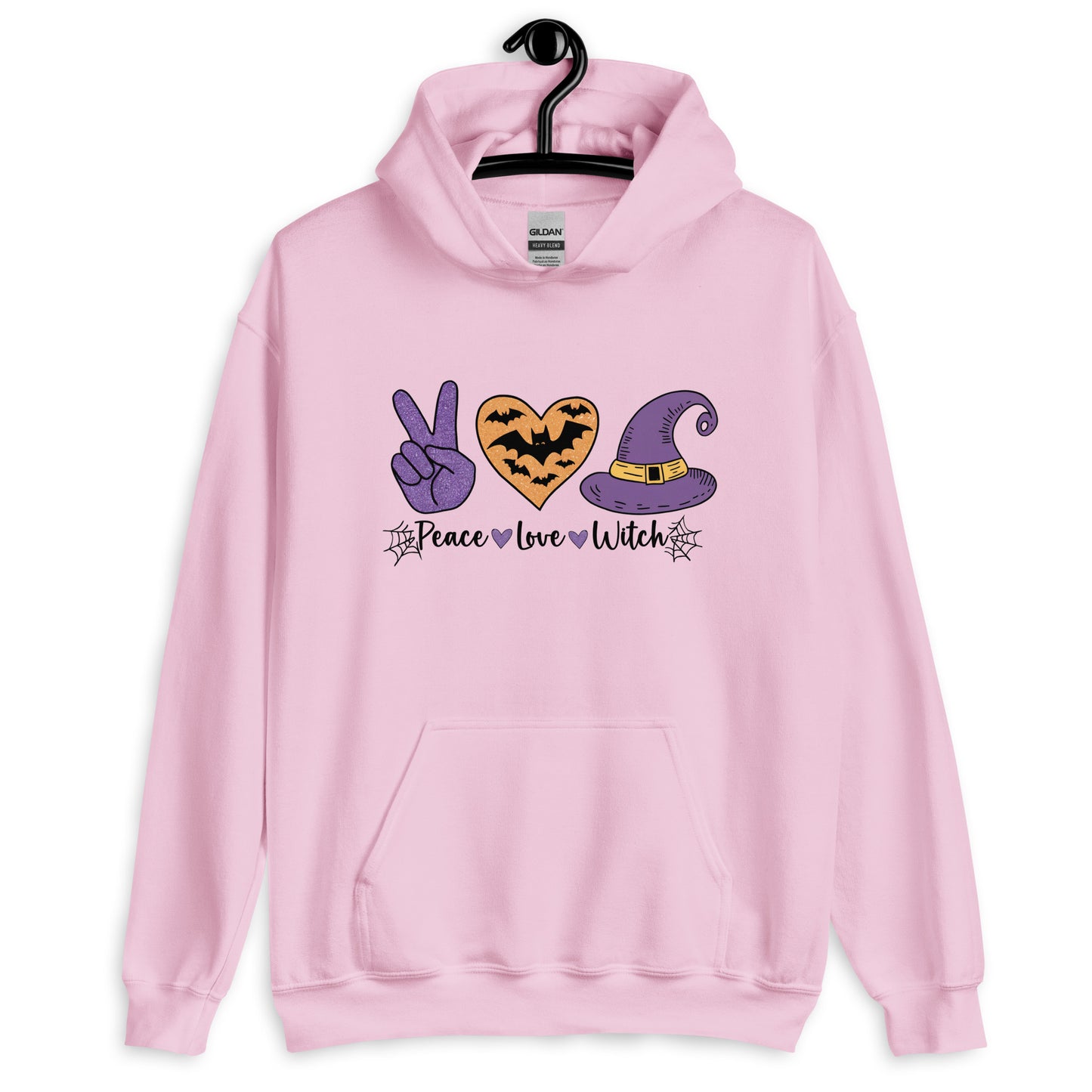 Peace Love Witch Hoodie (Halloween Witch) Color: Light Pink