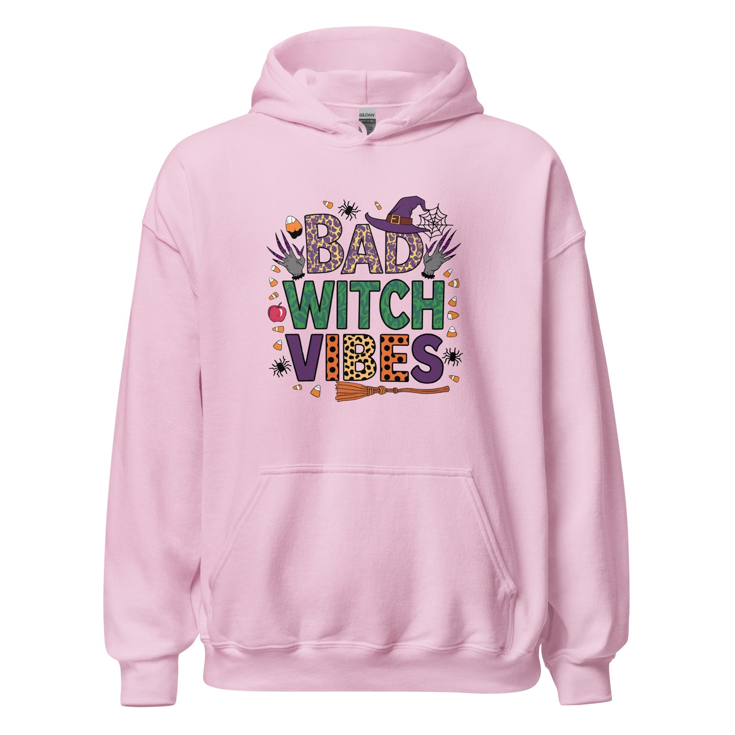 Bad Witch Vibes Hoodie (Halloween Witch) Color: Light Pink