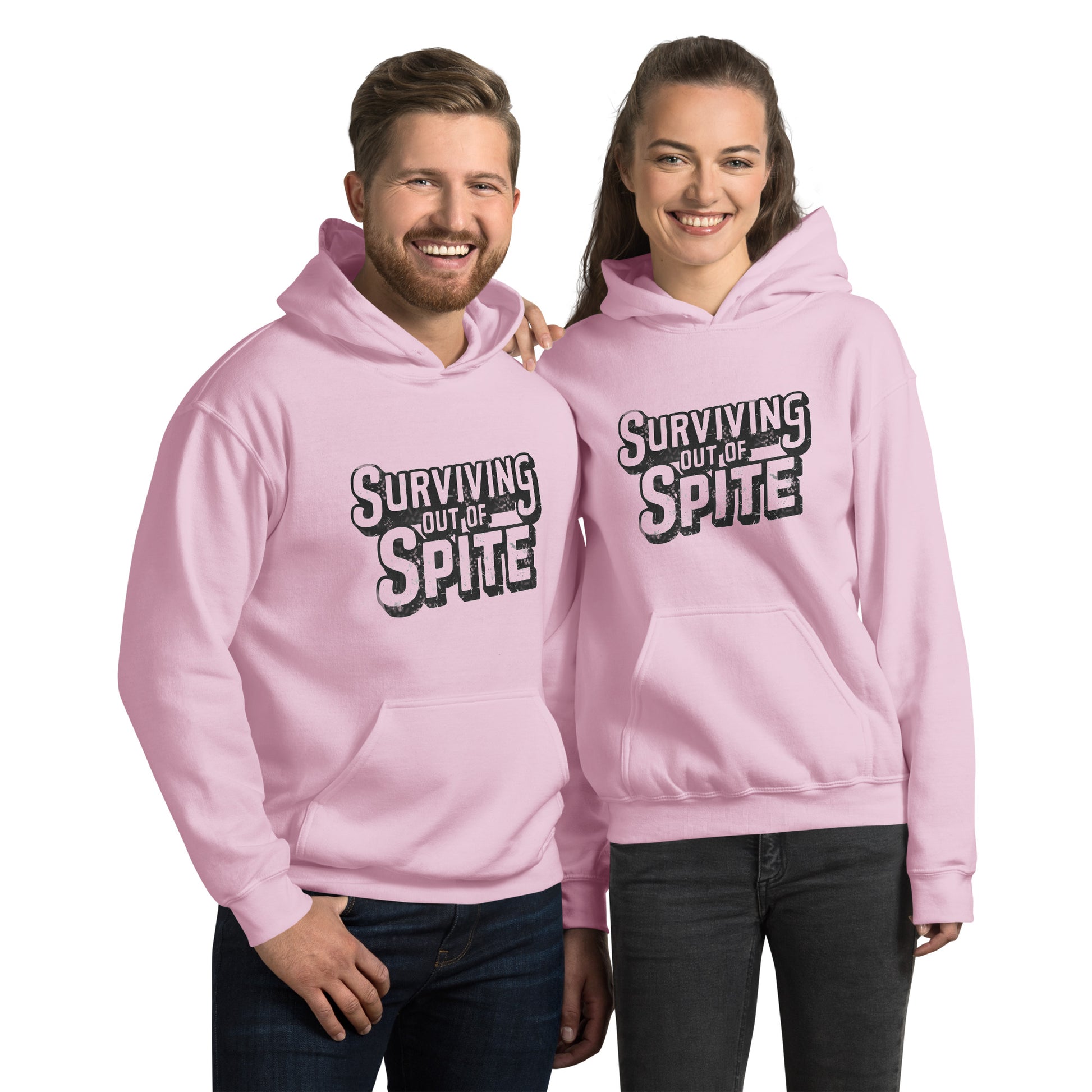 Surviving Out Of Spite Hoodie Color: Light Pink