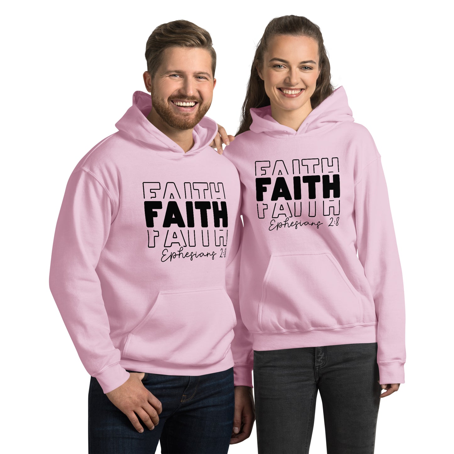 Faith Ephesians 2:8 Hoodie (essence of Faith as a gift from God) - Color: Light Pink