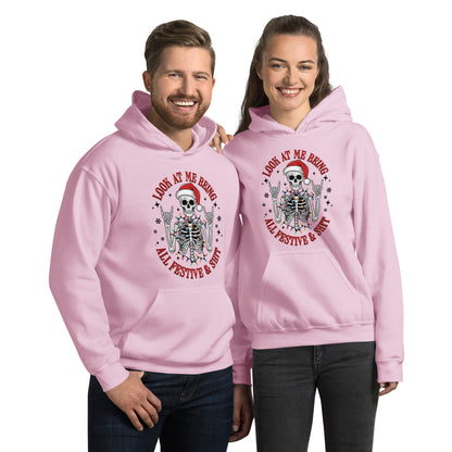 Look At Me Being All Festive and Shit (Christmas) Hoodie - Color: Light Pink