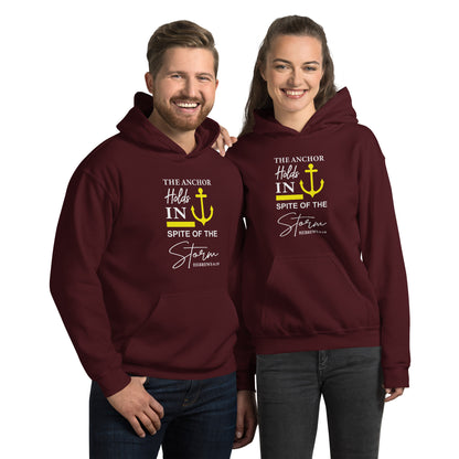 The Anchor Holds in Spite of the Storm (Hebrews 6:19) Hoodie Color: Maroon