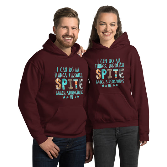 I Can Do All Things Through Spite Which Strengthens Me Hoodie Color: Maroon