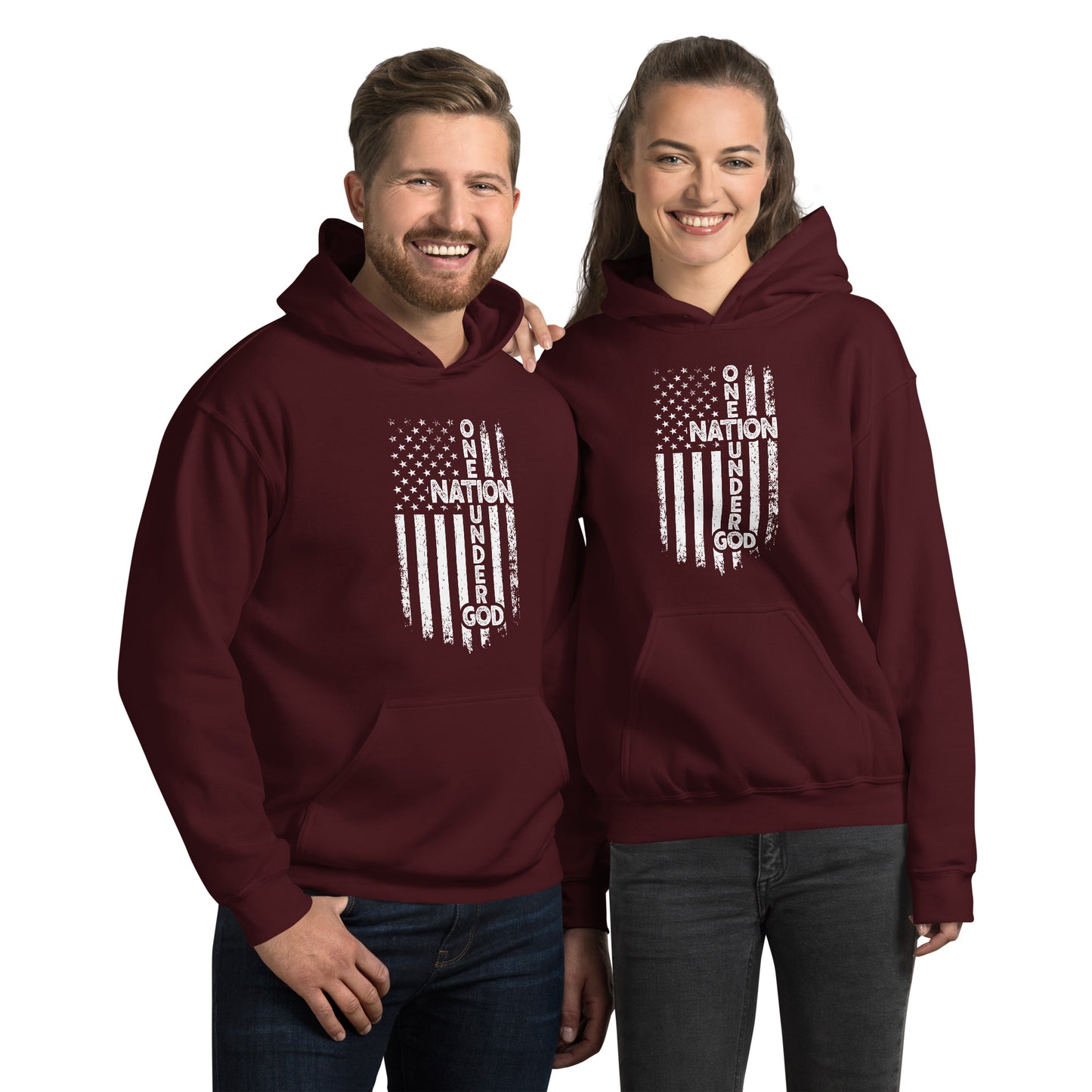 One Nation Under God Hoodie - Color: Maroon