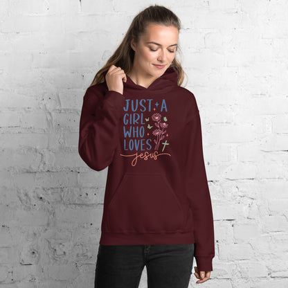 Just A Girl Who Loves Jesus Hoodie - Color: Maroon