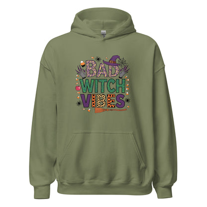 Bad Witch Vibes Hoodie (Halloween Witch) Color: Military Green