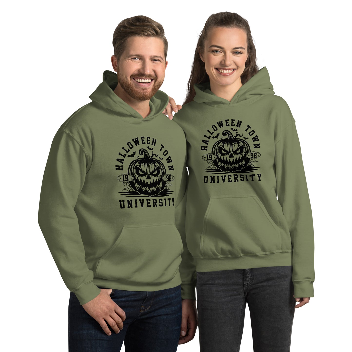 Halloween Town University (Halloween) Hoodie Color: Military Green