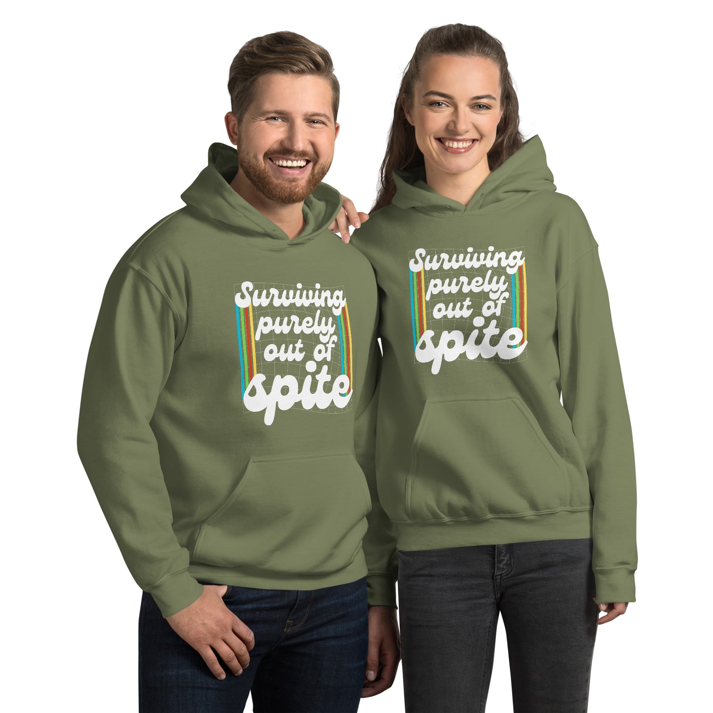 Surviving Purely Out Of Spite Hoodie Color: Military Green