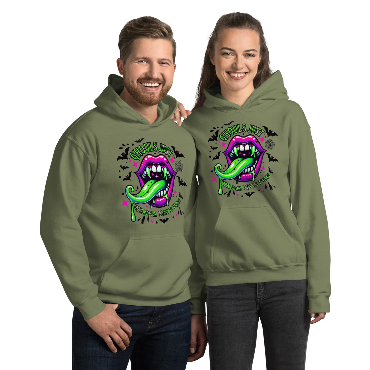 Ghouls Just Want to Have Fun Hoodie Color: Military Green