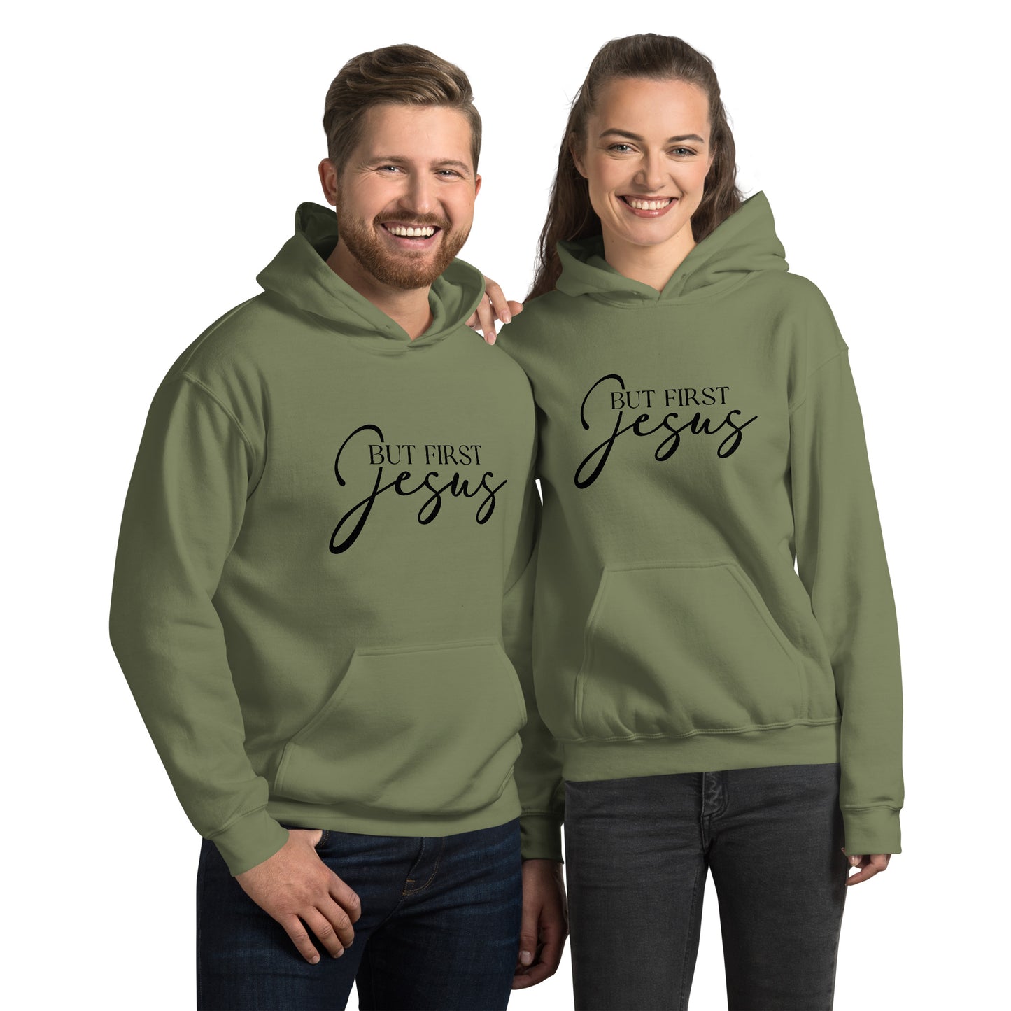 But First Jesus Hoodie - Color: Military Green