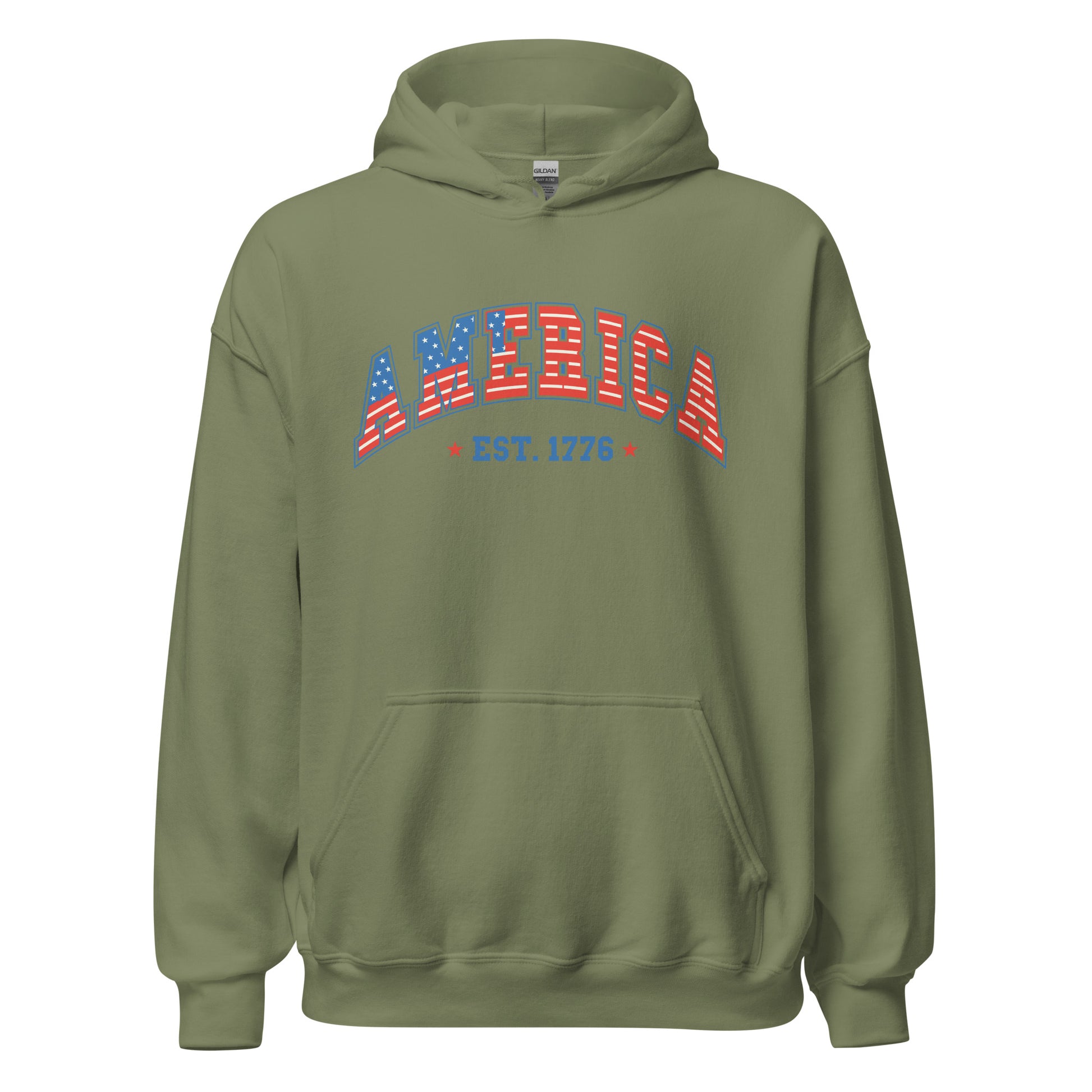 America 1776 Hoodie - Color: Military Green