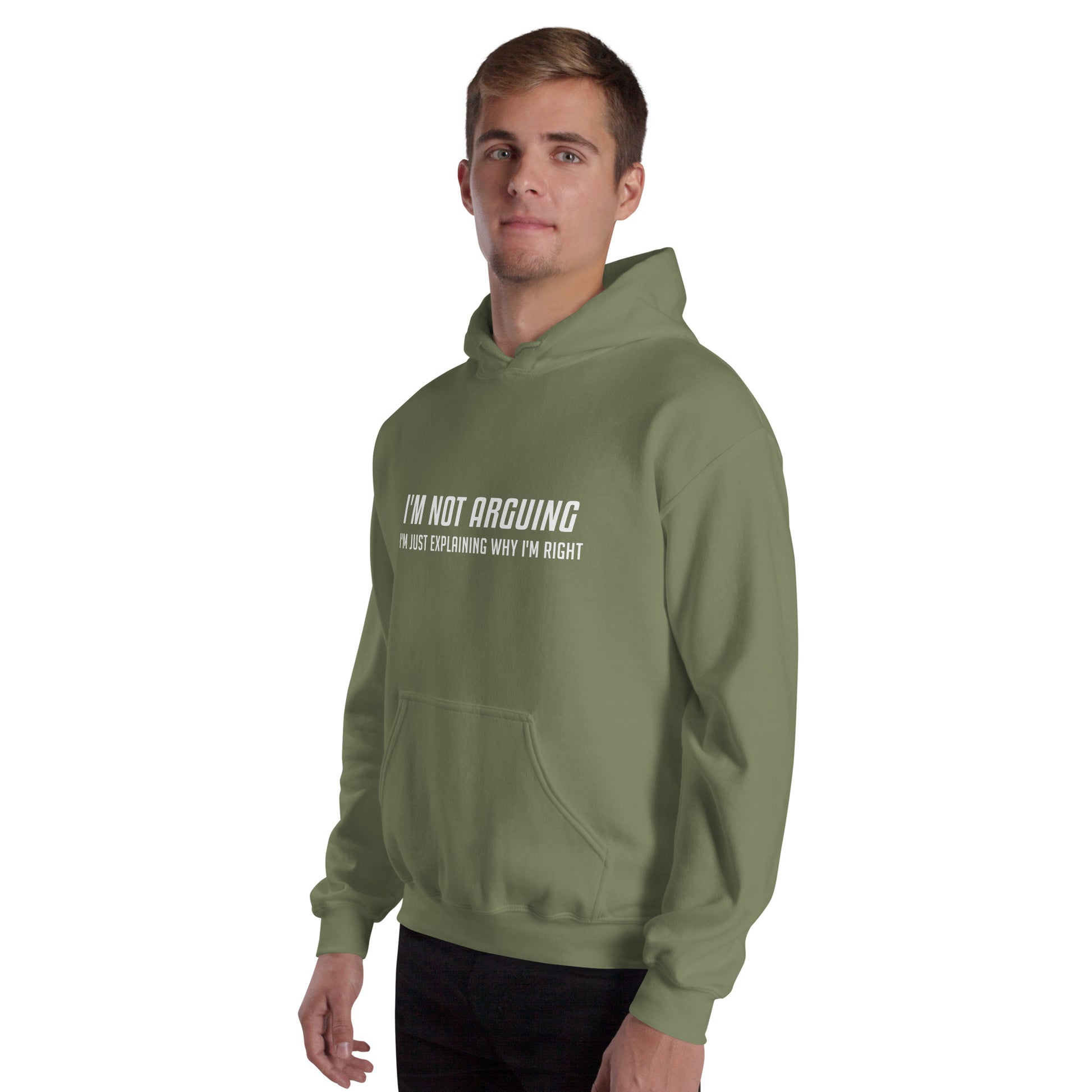 I'm Not Arguing I'm Just Explaining Why I'm Right Hoodie in White Letters - Color: Black