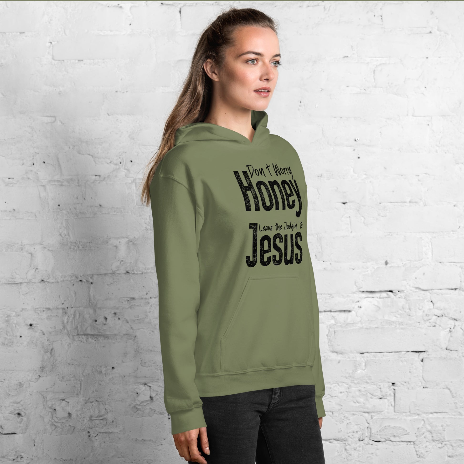 Don't Worry Honey Leave the Judgin' to Jesus Hoodie - Color: Red