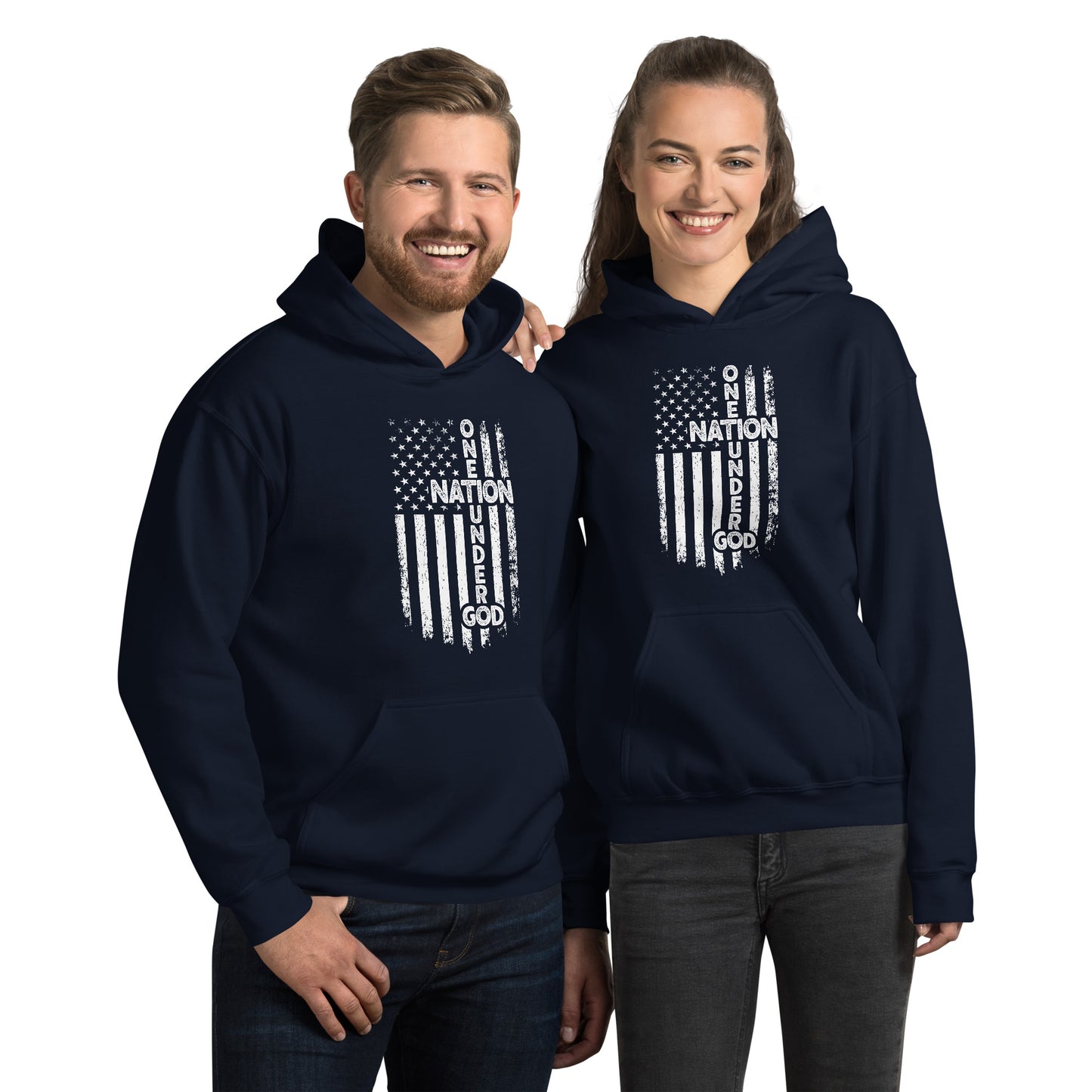 One Nation Under God Hoodie - Color: Navy