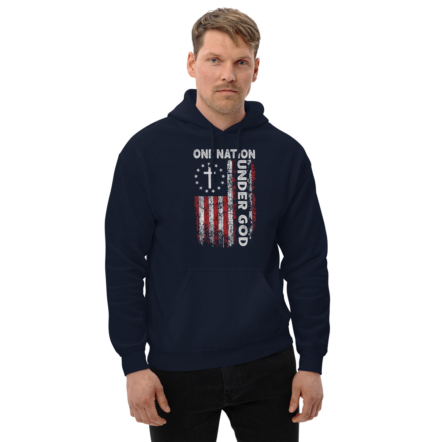 One Nation Under God Hoodie (God and Country) - Color: Black