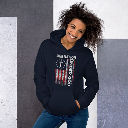 One Nation Under God Hoodie (God and Country) - Color: Black