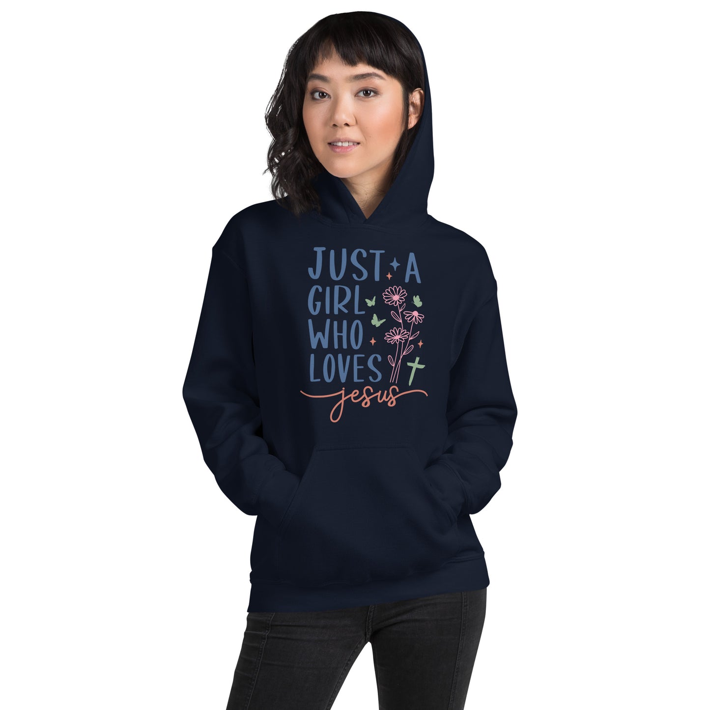 Just A Girl Who Loves Jesus Hoodie - Color: Black