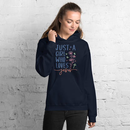 Just A Girl Who Loves Jesus Hoodie - Color: Navy