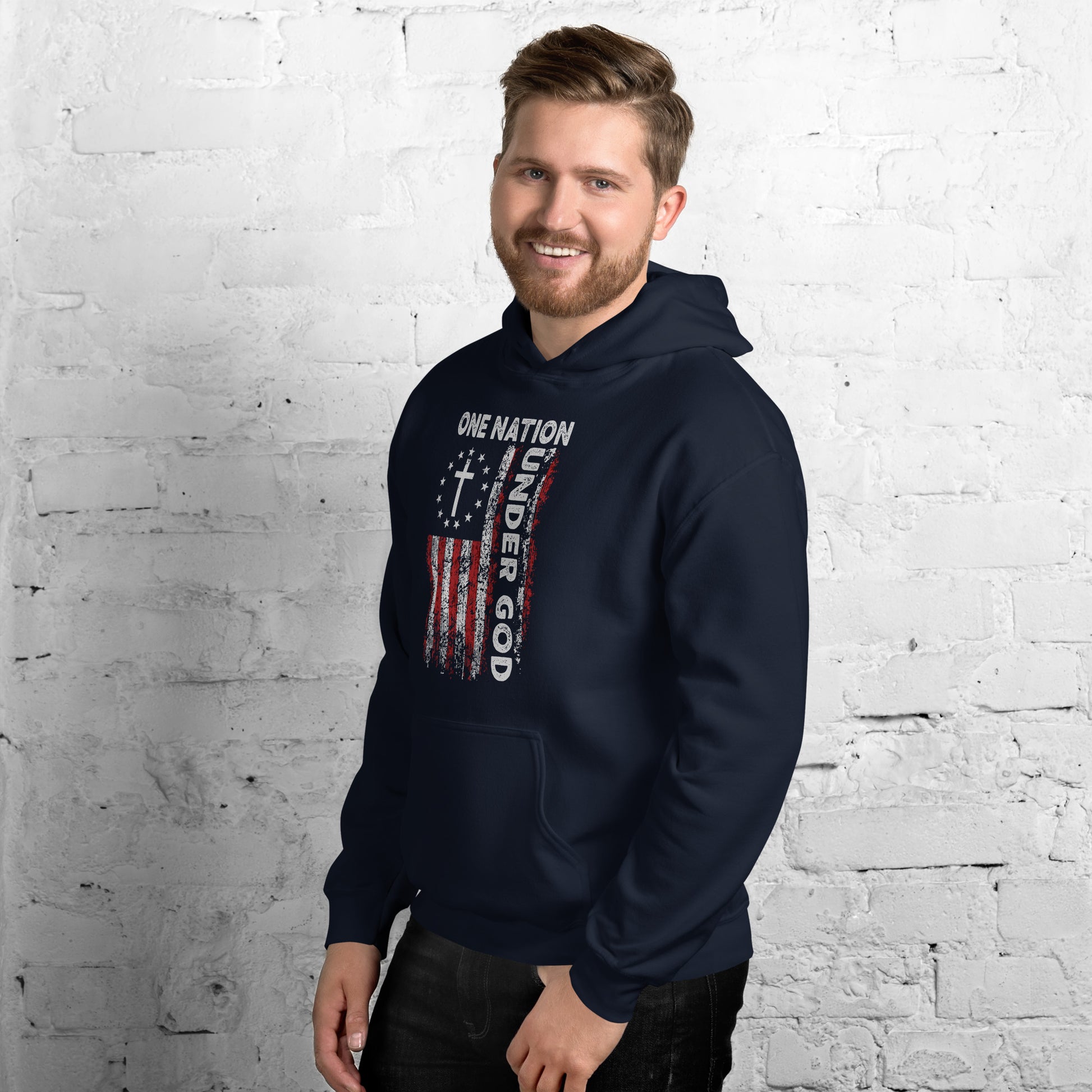 One Nation Under God Hoodie (God and Country) - Color: Black