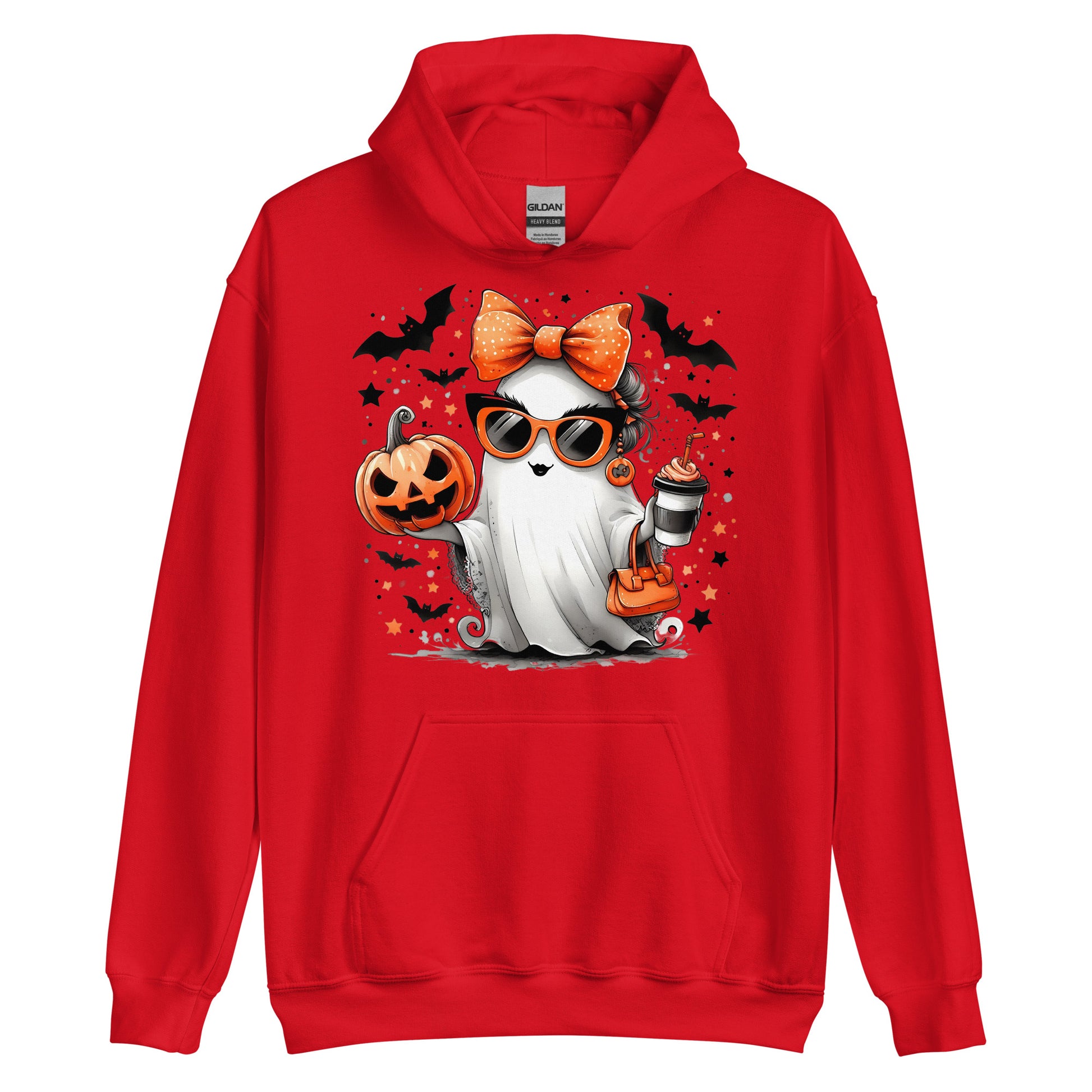 Cute Halloween Mom Ghost Hoodie Color: Red