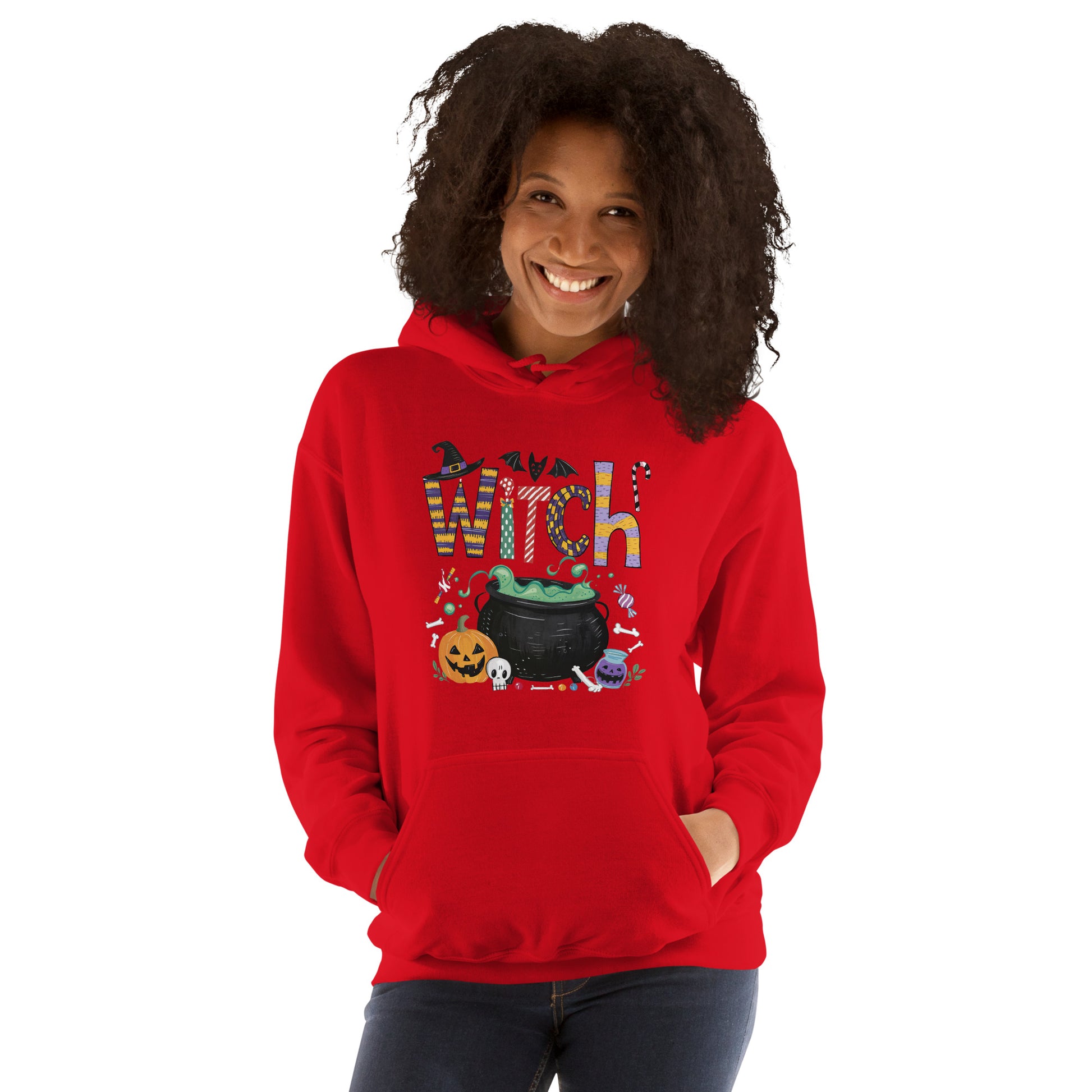 Witch (Halloween Witch) Hoodie Color: Red