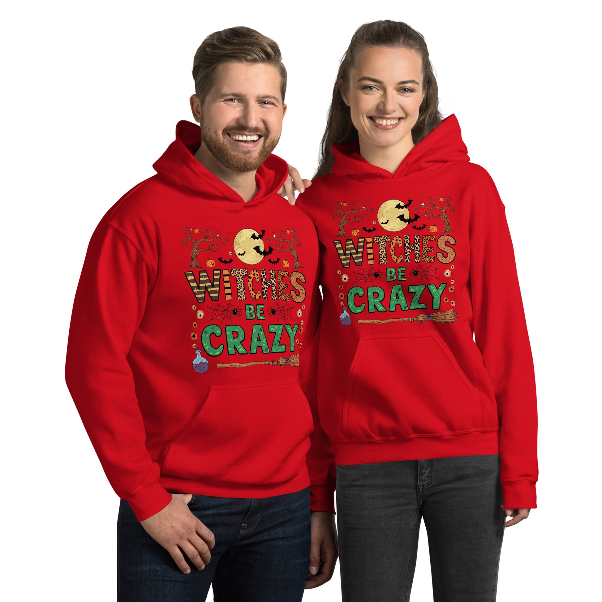 Witches Be Crazy Hoodie (Halloween Witch) Color: Red