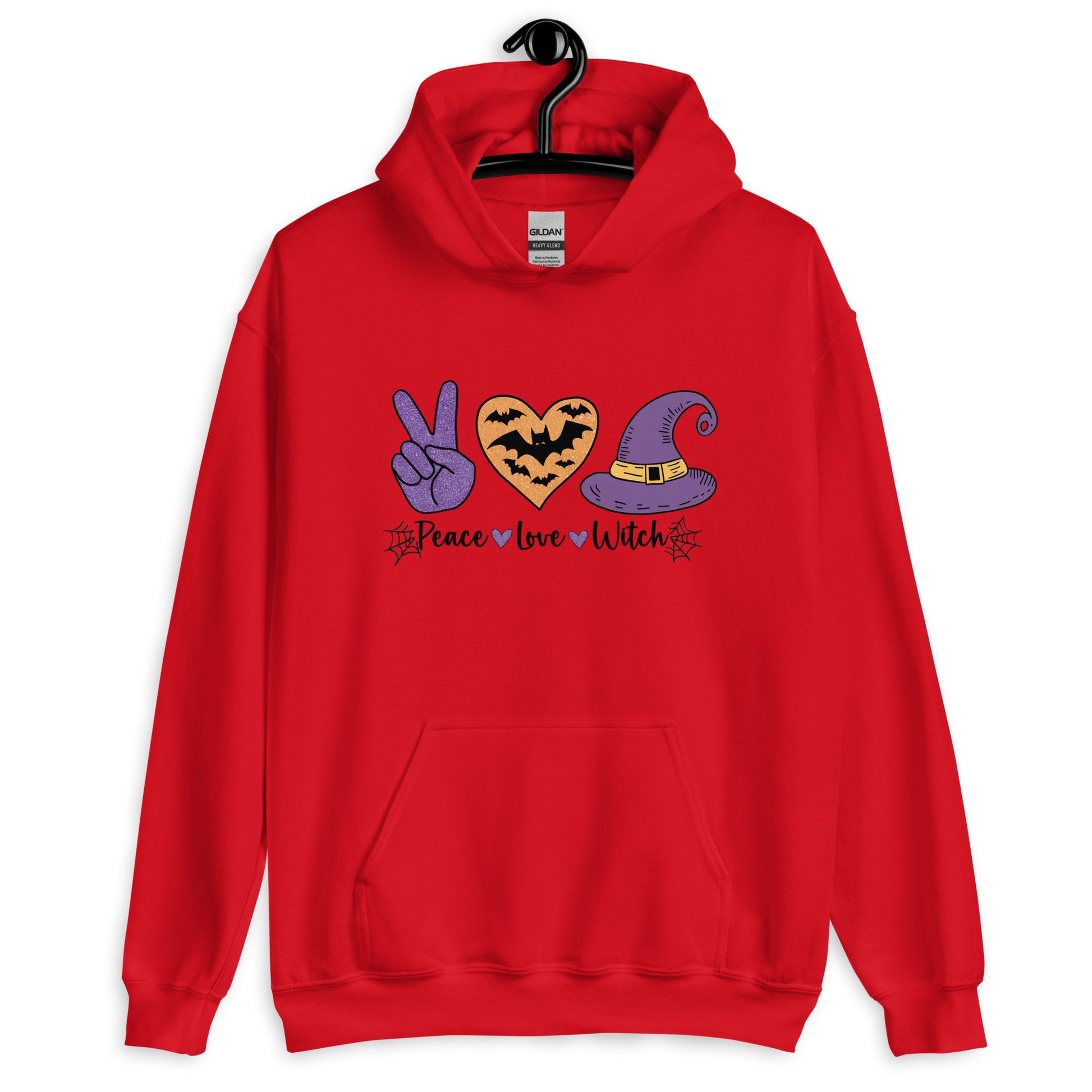 Peace Love Witch Hoodie (Halloween Witch) Color: Red