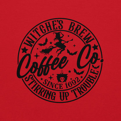 Witches Brew Coffee Co Stirring Up Trouble (Halloween) Hoodie Color: Red