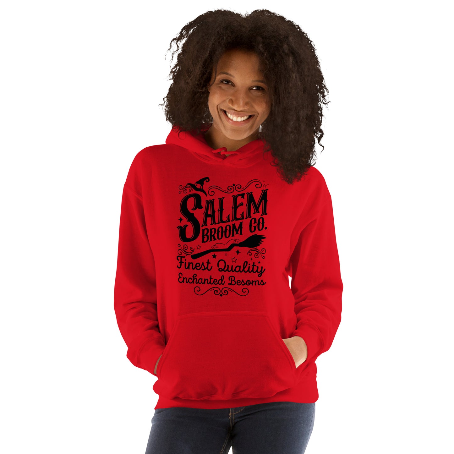 Salem Broom Co Finest Quality Enchanted Besoms (Halloween) Hoodie Color: Red