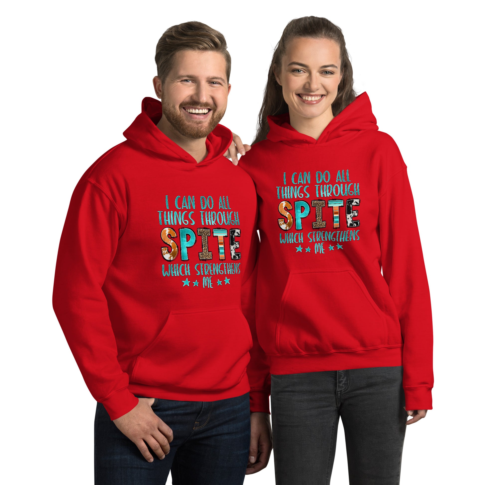 I Can Do All Things Through Spite Which Strengthens Me Hoodie Color: Red