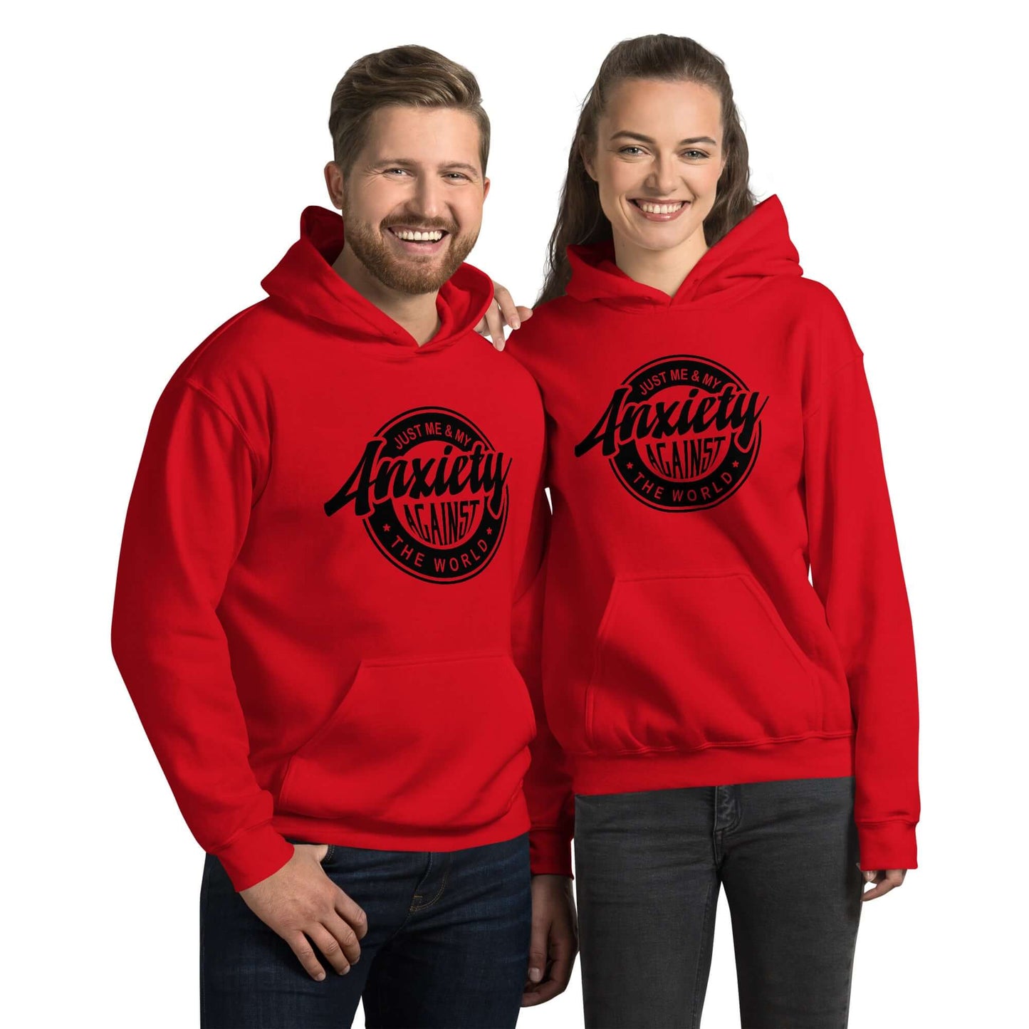 Just Me And My Anxiety Against The World Hoodie - Color: Red